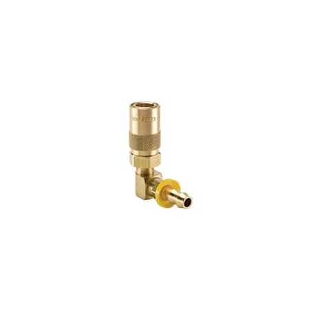 Mold Coolant Quick Couplings, Angled Hose Barb Ends (water, oil, coolant) up to 200 psi - Moldmate Series Couplers - PC214-BP