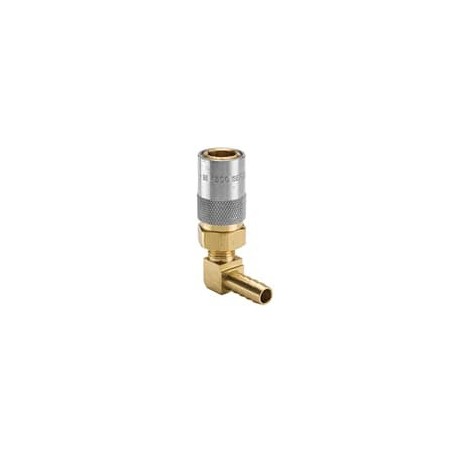 Mold Coolant Quick Couplings, Angled Hose Barb Ends (water, oil, coolant) up to 200 psi - Moldmate Series Couplers - PC214AV