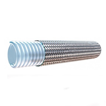 Heavy Wall Convoluted PTFE Hose with 316 Stainless Steel Braid - SCWV/SCBV - 08-SCWV